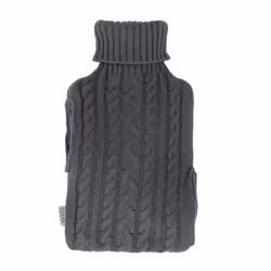 LIVIVO 2L Hot Water Bottle Body Warmer with Pocket - Knitted Grey