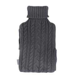 LIVIVO 2L Hot Water Bottle Body Warmer with Pocket - Knitted Grey