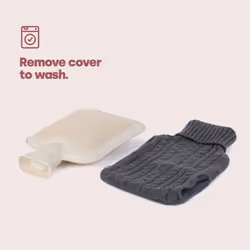 LIVIVO 2L Hot Water Bottle Body Warmer with Pocket - Knitted Grey - Additional view 7