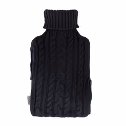 LIVIVO 2L Hot Water Bottle Body Warmer with Pocket - Knitted Black