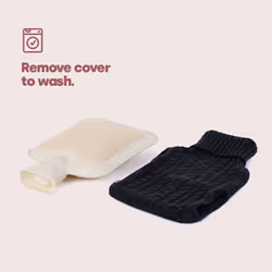 LIVIVO 2L Hot Water Bottle Body Warmer with Pocket - Knitted Black