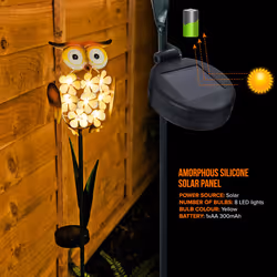 Solar Powered Stake Light with Rechargeable Battery, Sturdy Ground Spike IP44 Waterproof Casing and Weatherproof Shell - Additional view 5