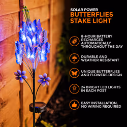 Solar Powered Stake Light with Rechargeable Battery IP44 Waterproof Casing