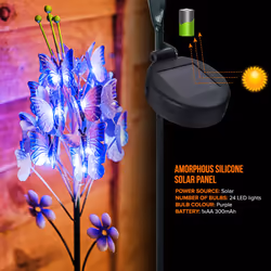 Solar Powered Stake Light with Rechargeable Battery IP44 Waterproof Casing - Additional view 5