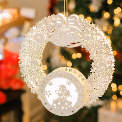 LIVIVO Large Christmas 13 LED Wooden Silhouette Animated Outdoor Xmas Decoration Lights