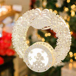 LIVIVO Large Christmas 13 LED Wooden Silhouette Animated Outdoor Xmas Decoration Lights