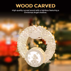 LIVIVO Large Christmas 13 LED Wooden Silhouette Animated Outdoor Xmas Decoration Lights