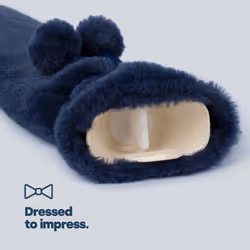 LIVIVO 2L Long Hot Water Bottle - Navy with Pompom