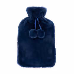 LIVIVO 2L Soft Fluffy Hot Water Bottle with Cover - Navy