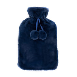 LIVIVO 2L Soft Fluffy Hot Water Bottle with Cover - Navy