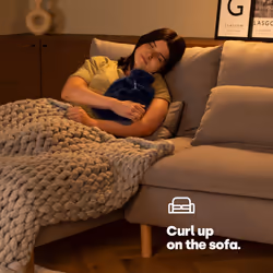LIVIVO 2L Soft Fluffy Hot Water Bottle with Cover - Navy