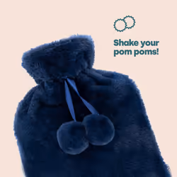 LIVIVO 2L Soft Fluffy Hot Water Bottle with Cover - Navy