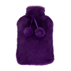 LIVIVO 2L Soft Fluffy Hot Water Bottle with Cover - Purple