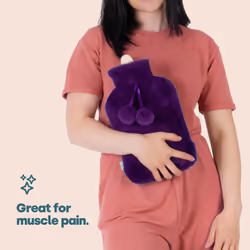 LIVIVO 2L Soft Fluffy Hot Water Bottle with Cover - Purple