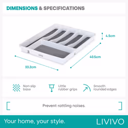 LIVIVO 6 Compartment Cutlery Tray Drawer Organiser - Additional view 4
