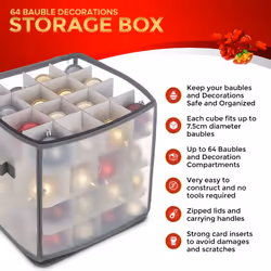 LIVIVO 64 Baubles Storage Box Christmas Xmas Tree Decoration Organiser 64 Bauble Decor