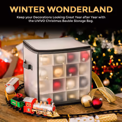 LIVIVO 64 Baubles Storage Box Christmas Xmas Tree Decoration Organiser 64 Bauble Decor