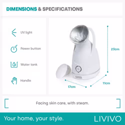 LIVIVO Nano Ionic Facial Steamer - Warm Mist & UV Cleansing - Additional view 4
