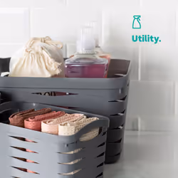 LIVIVO Handy Storage Basket - Plastic Crate for School, Office & Kitchen - 22L  Large