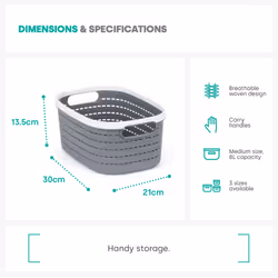 LIVIVO 1Pc Plastic Storage Basket - Grey - 8L - Additional view 4