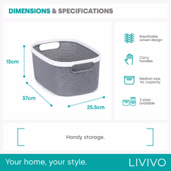 ) LIVIVO Handy Grey Storage Basket - 14L (37X25.5X15CM - Additional view 4