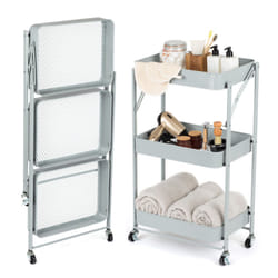 LIVIVO 3 Tier Kitchen Trolley Cart Slim Rolling Storage Rack - GREY