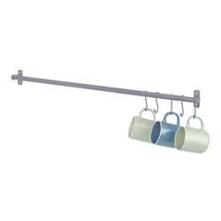 LIVIVO Kitchen Saucepan Lid Hooks Tool Utensils Holder Hanging Rail Rack Wall Mounted - HANGING STORAGE RAIL 79CM - GREY
