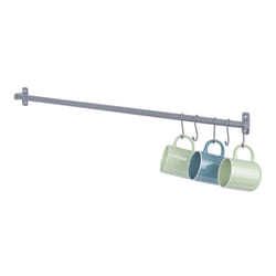 LIVIVO Kitchen Saucepan Lid Hooks Tool Utensils Holder Hanging Rail Rack Wall Mounted - HANGING STORAGE RAIL 79CM -  GREY