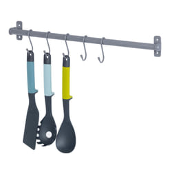 LIVIVO Kitchen Saucepan Lid Hooks Tool Utensils Holder Hanging Rail Rack Wall Mounted - HANGING STORAGE RAIL 50CM -  GREY