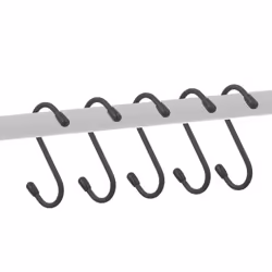 LIVIVO Kitchen Saucepan Lid Hooks Tool Utensils Holder Hanging Rail Rack Wall Mounted - 5PC 'S' HOOKS - GREY