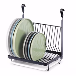 LIVIVO Kitchen Saucepan Lid Hooks Tool Utensils Holder Hanging Rail Rack Wall Mounted - DISH RACK - BLACK