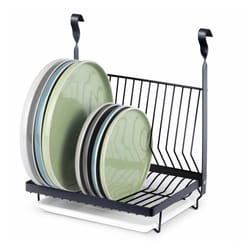 LIVIVO Kitchen Saucepan Lid Hooks Tool Utensils Holder Hanging Rail Rack Wall Mounted - DISH RACK - BLACK