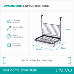LIVIVO Kitchen Saucepan Lid Hooks Tool Utensils Holder Hanging Rail Rack Wall Mounted - DISH RACK - BLACK - Additional view 4