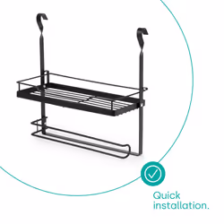 LIVIVO Kitchen Saucepan Lid Hooks Tool Utensils Holder Hanging Rail Rack Wall Mounted - SHELF PAPER TOWEL HOLDER - BLACK - Additional view 5