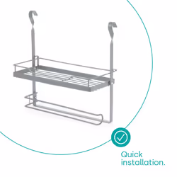 LIVIVO Kitchen Saucepan Lid Hooks Tool Utensils Holder Hanging Rail Rack Wall Mounted - SHELF PAPER TOWEL HOLDER - GREY - Additional view 5