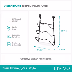 LIVIVO Kitchen Saucepan Lid Hooks Tool Utensils Holder Hanging Rail Rack Wall Mounted - SAUCEPAN LID HOLDER - BLACK - Additional view 4