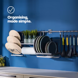 LIVIVO Kitchen Saucepan Lid Hooks Tool Utensils Holder Hanging Rail Rack Wall Mounted - SAUCEPAN LID HOLDER - GREY
