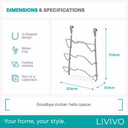 LIVIVO Kitchen Saucepan Lid Hooks Tool Utensils Holder Hanging Rail Rack Wall Mounted - SAUCEPAN LID HOLDER - GREY - Additional view 4