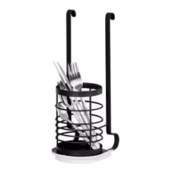 LIVIVO Kitchen Saucepan Lid Hooks Tool Utensils Holder Hanging Rail Rack Wall Mounted - UTENSIL HOLDER- BLACK