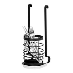 LIVIVO Kitchen Saucepan Lid Hooks Tool Utensils Holder Hanging Rail Rack Wall Mounted - UTENSIL HOLDER- BLACK