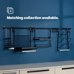 LIVIVO Kitchen Saucepan Lid Hooks Tool Utensils Holder Hanging Rail Rack Wall Mounted - UTENSIL HOLDER- BLACK - Additional view 5