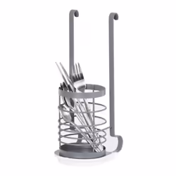 LIVIVO Kitchen Saucepan Lid Hooks Tool Utensils Holder Hanging Rail Rack Wall Mounted - UTENSIL HOLDER- GREY