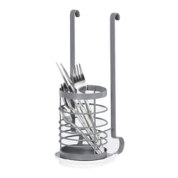 LIVIVO Kitchen Saucepan Lid Hooks Tool Utensils Holder Hanging Rail Rack Wall Mounted - UTENSIL HOLDER- GREY