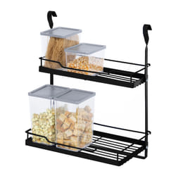 LIVIVO Kitchen Saucepan Lid Hooks Tool Utensils Holder Hanging Rail Rack Wall Mounted - 2 SHELF RACK - BLACK