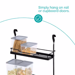 LIVIVO Kitchen Saucepan Lid Hooks Tool Utensils Holder Hanging Rail Rack Wall Mounted - 2 SHELF RACK - BLACK - Additional view 5