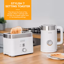 LIVIVO 2 Slice Toaster 7 Browning/Crumb Tray/900W - WHITE