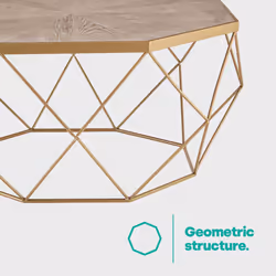 LIVIVO Round Coffee Table with Metal Leg for Living Room Gold Brown