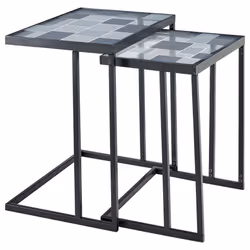 Nesting Coffee Tables C-Shaped Side Tables Metal Frame Glass Top Living Room New - Additional view 11