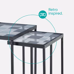 Nesting Coffee Tables C-Shaped Side Tables Metal Frame Glass Top Living Room New - Additional view 3