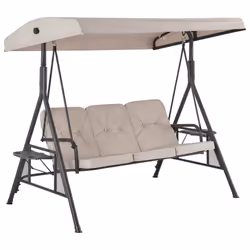 LIVIVO 3-Seater Garden Swing Chair with Canopy - BEIGE